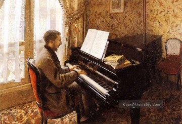 hunde spielen poker Ölbilder verkaufen - Junger Mann Klavier spielen Gustave Caillebotte
